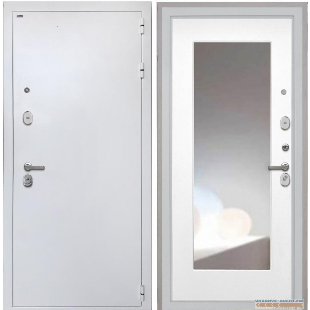 Дверь Интекрон Колизей White ФЛЗ-М с зеркалом (Белая матовая)